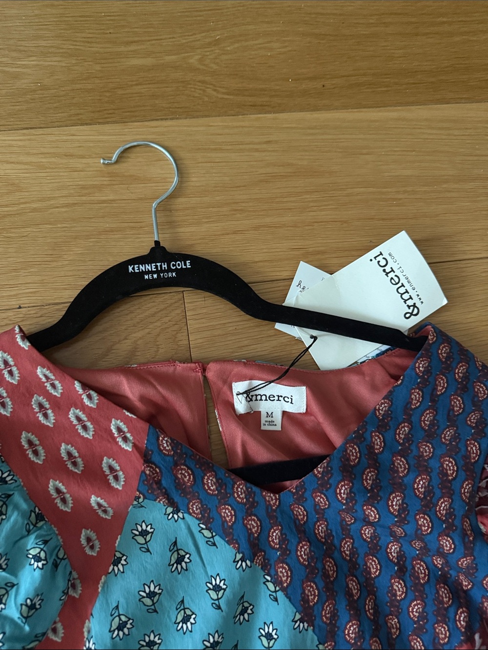 Boho Patchwork Maxi Dress in Coral & Teal - Picture 4 of 4